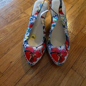 Anne Klein Floral Espadrilles - Red and Blue